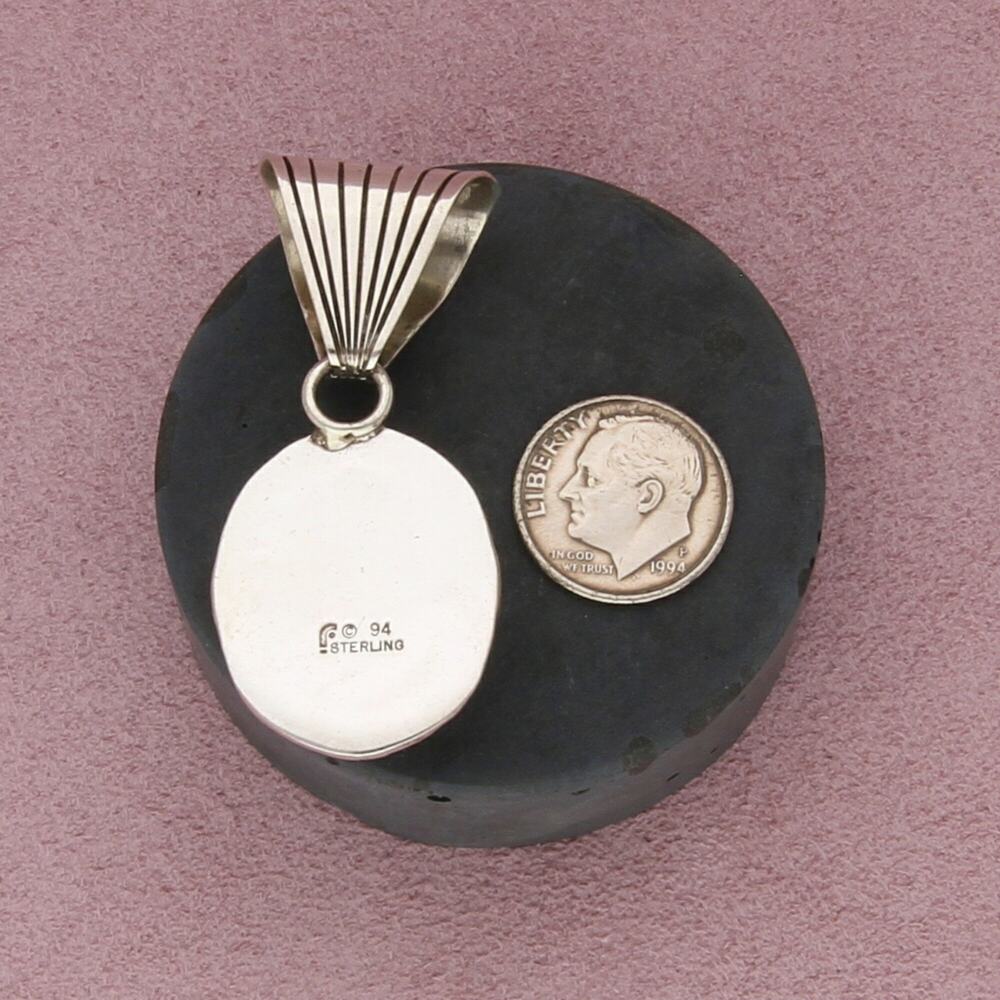 carol felley sterling silver vintage black onyx cabochon pendant - Picture 3 of 3
